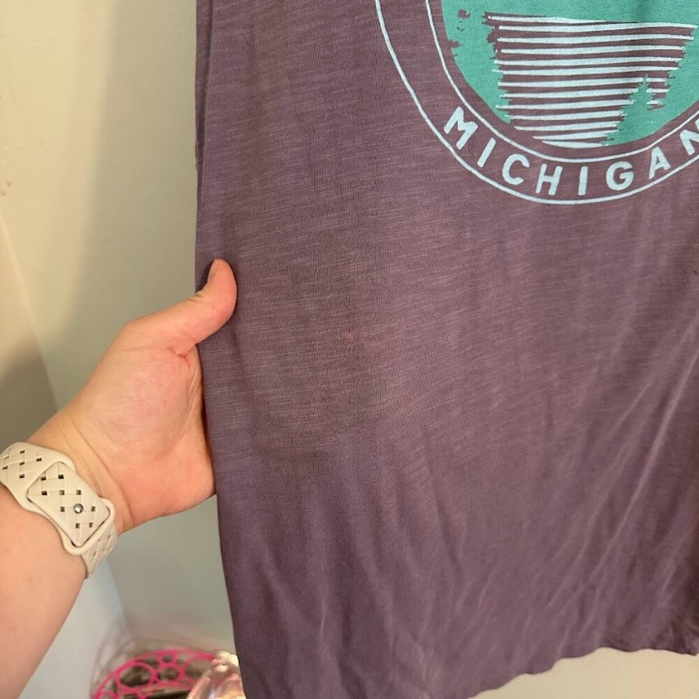 Artisans Houghton Lake Michigan Long Sleeve Tee | Purple, Lightweight, Sz Large - Picture 6 of 6